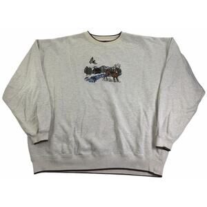 VTG Croft & Barrow Embroidered Crewneck Sweatshirt Men's XXL Outdoor Deer Nature